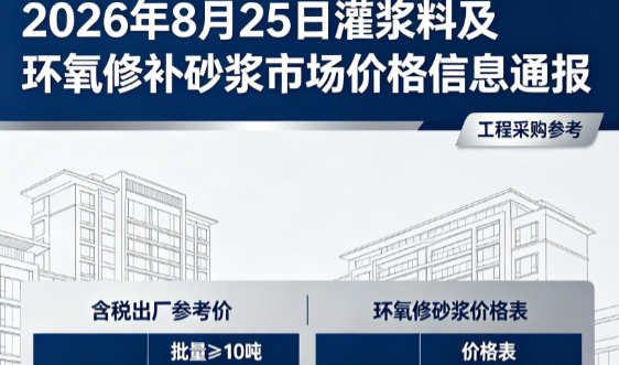 沙溪镇2026年8月25日灌浆料及环氧修补砂浆市场价格信息通报